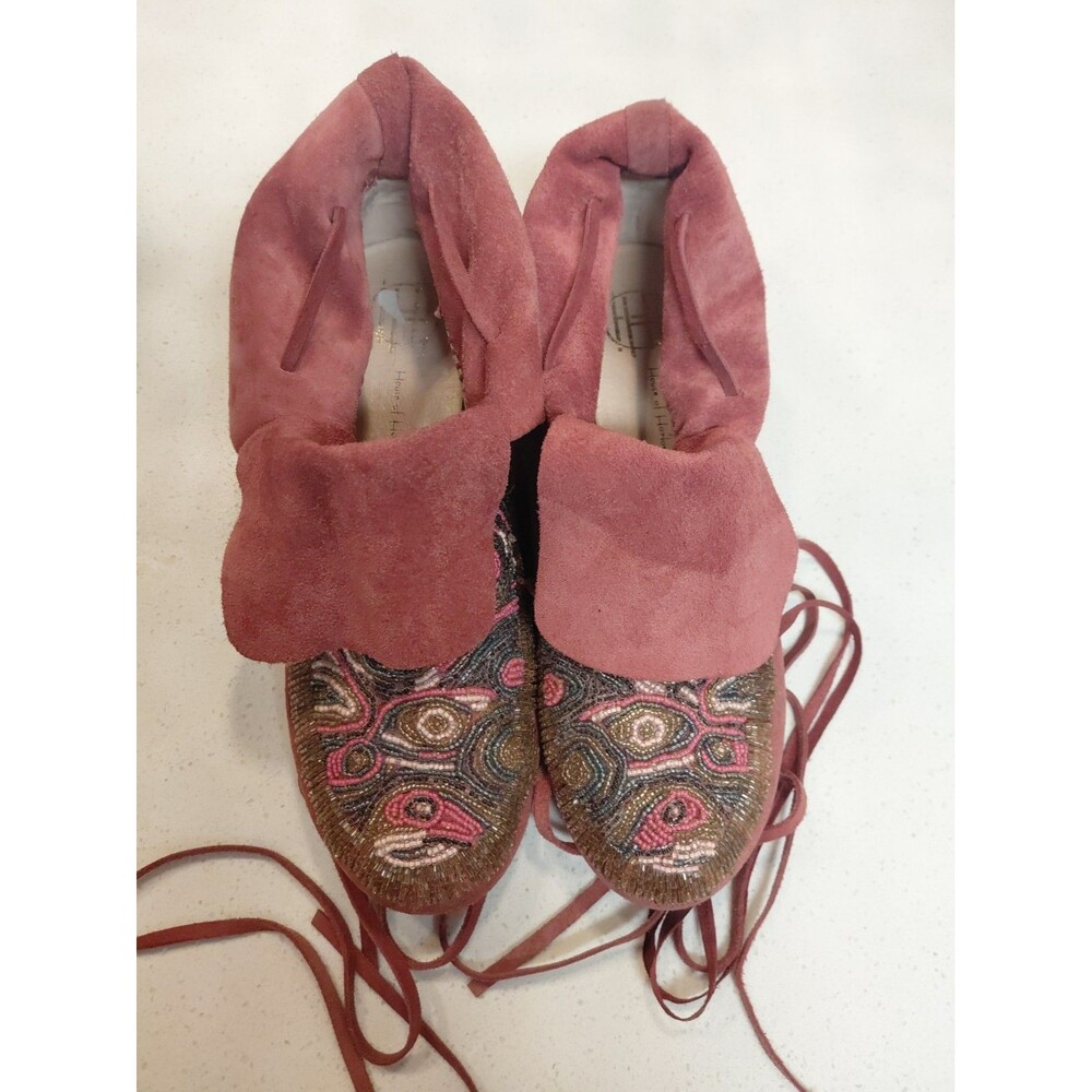 House of Harlow 1960 Mallory Pink Beaded Moccasin Booties EU 39.5 US Women's 9